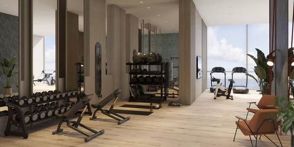 Hotel gym with timber flooring