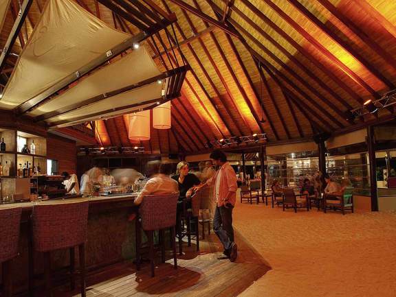 Bar area under a thatched roof
